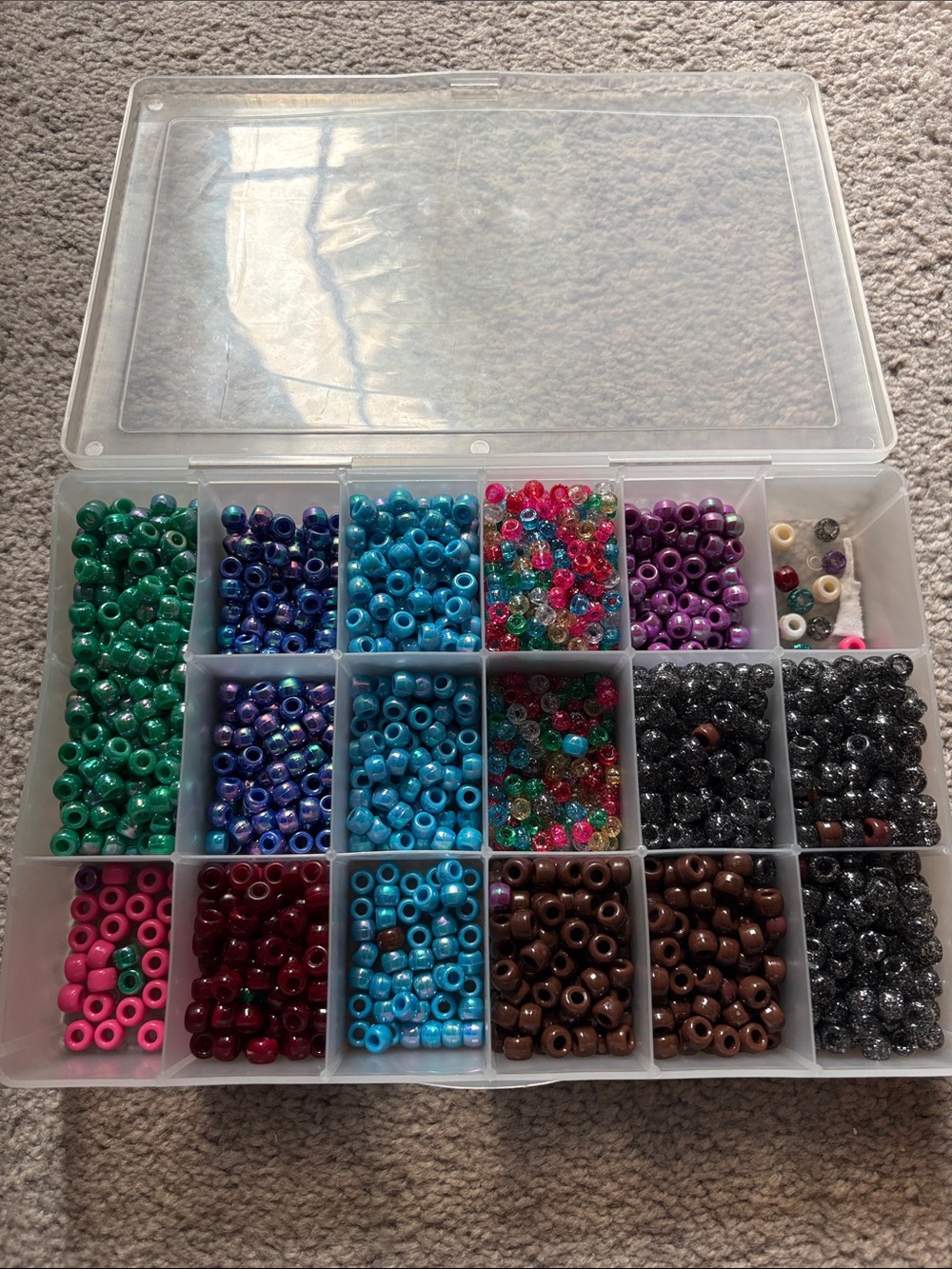 Clear Plastic Compartment Bead Organizer - Multi-Color